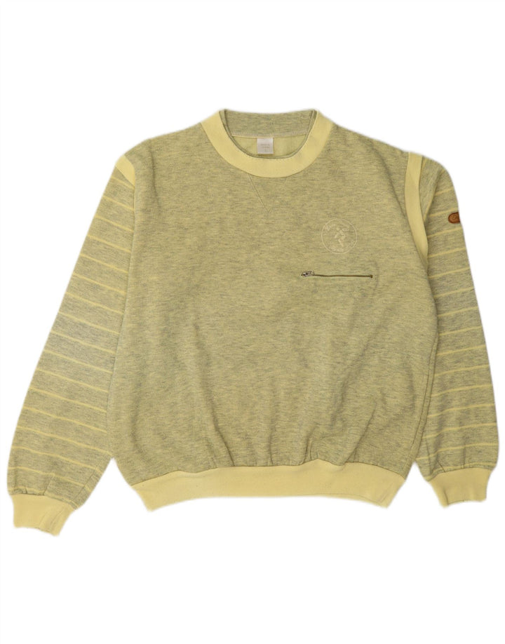 Vintage hombres sudadera jumper grande amarillo rayas