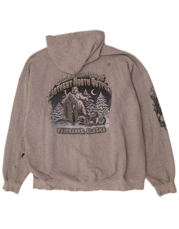 Harley Davidson Mens Fairbanks Graphic Zip Sudadera con capucha XL Gris Algodón