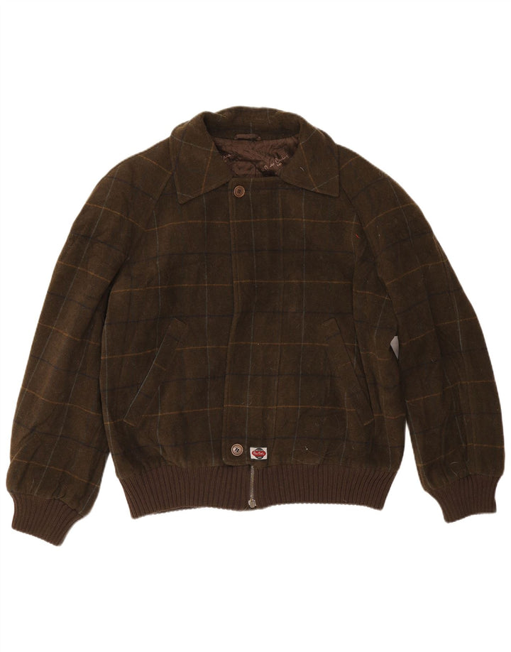 Pierre Cardin Chaqueta Bomber para Hombre UK 42 XL Cuadros Caqui