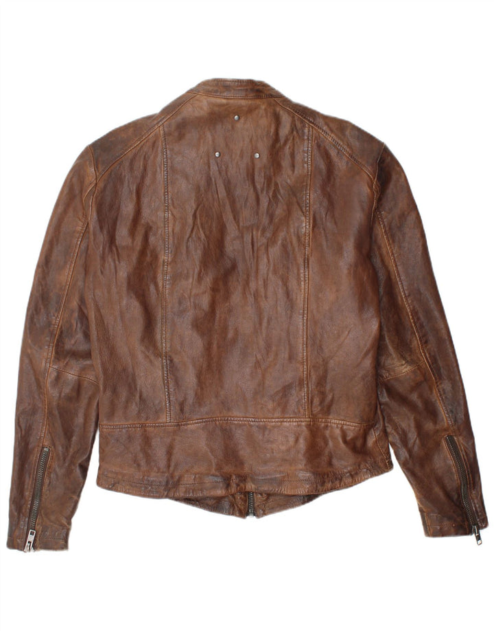 Be Edgy Chaqueta de cuero para hombre UK 40 Large Cuero marrón