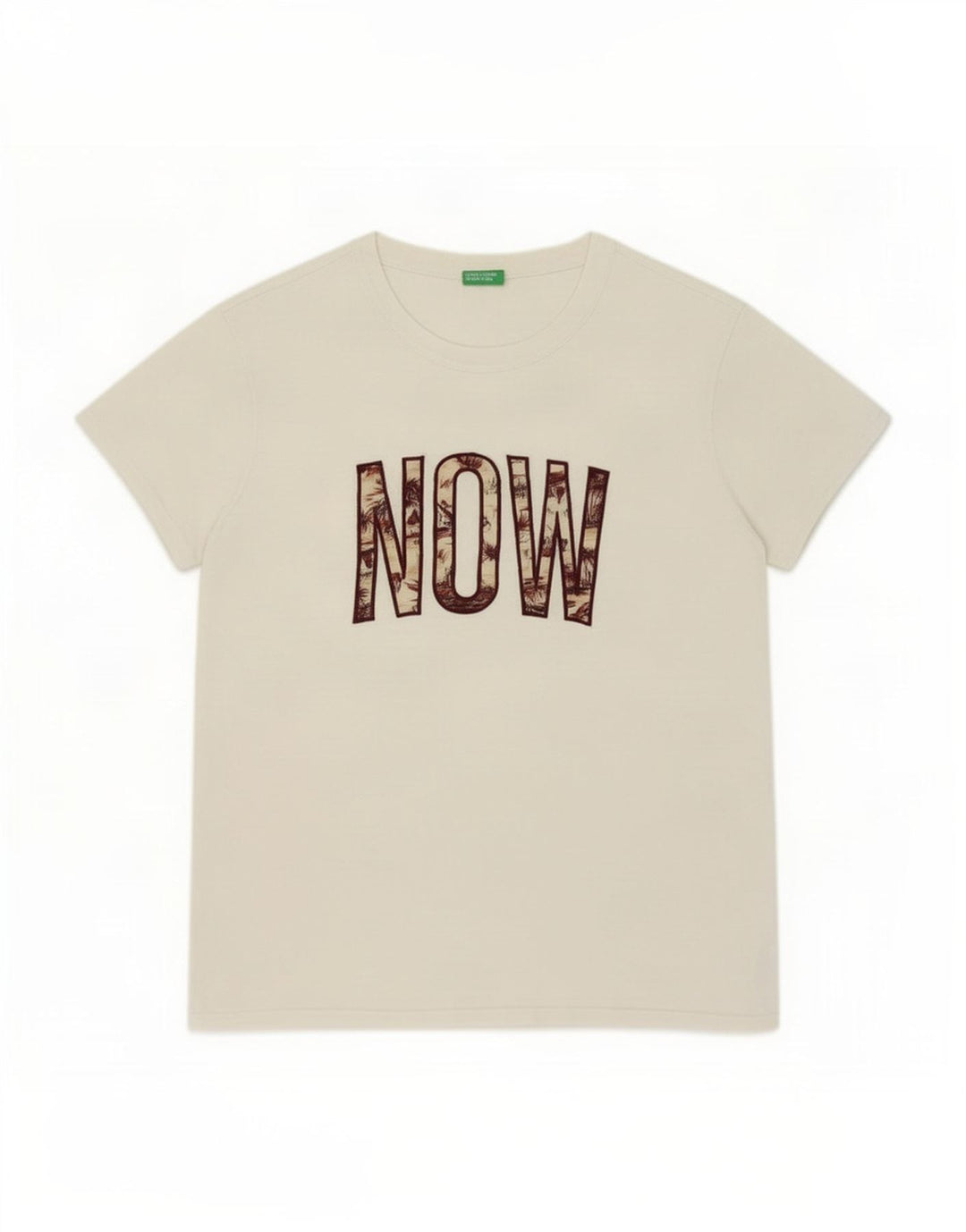 Benetton Camiseta Estampada Con Estampado De Algodón Blanco Medio