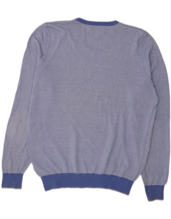 Massimo Dutti Jersey Con Cuello En V Hombre Large Azul Algodón