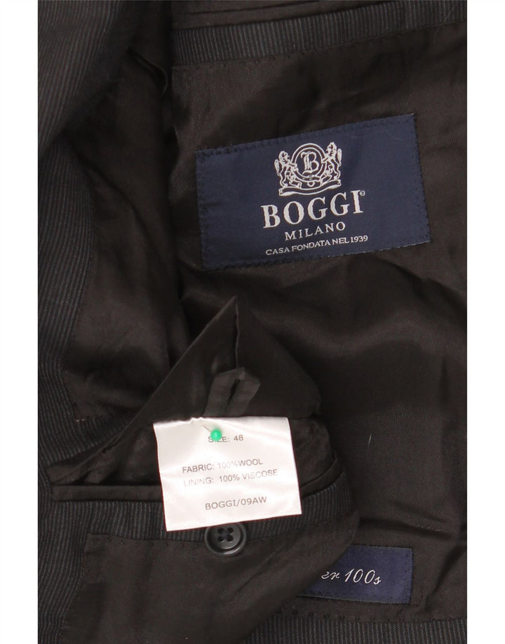 Boggi Chaqueta tipo blazer de 3 botones para hombre IT 48 Lana mediana a rayas negras