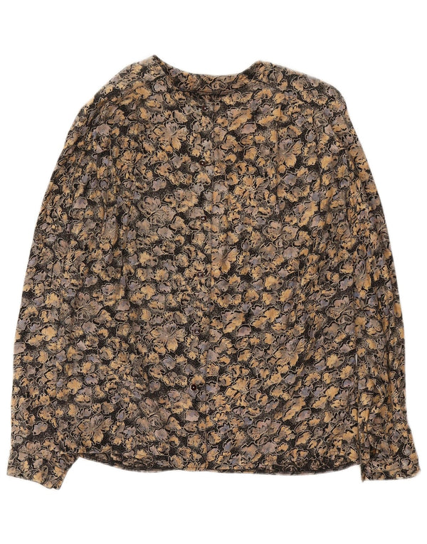 Vintage mujer camisa blusa Reino Unido 18 XL gris floral