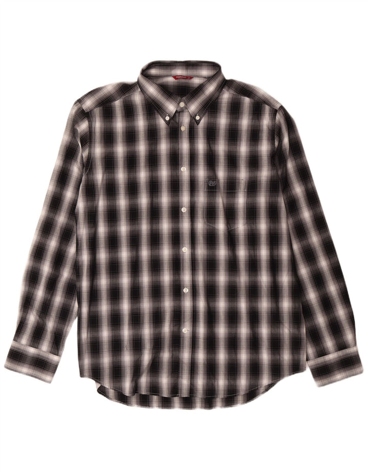 Carrera Camisa De Franela Hombre XL Algodón A Cuadros Negro