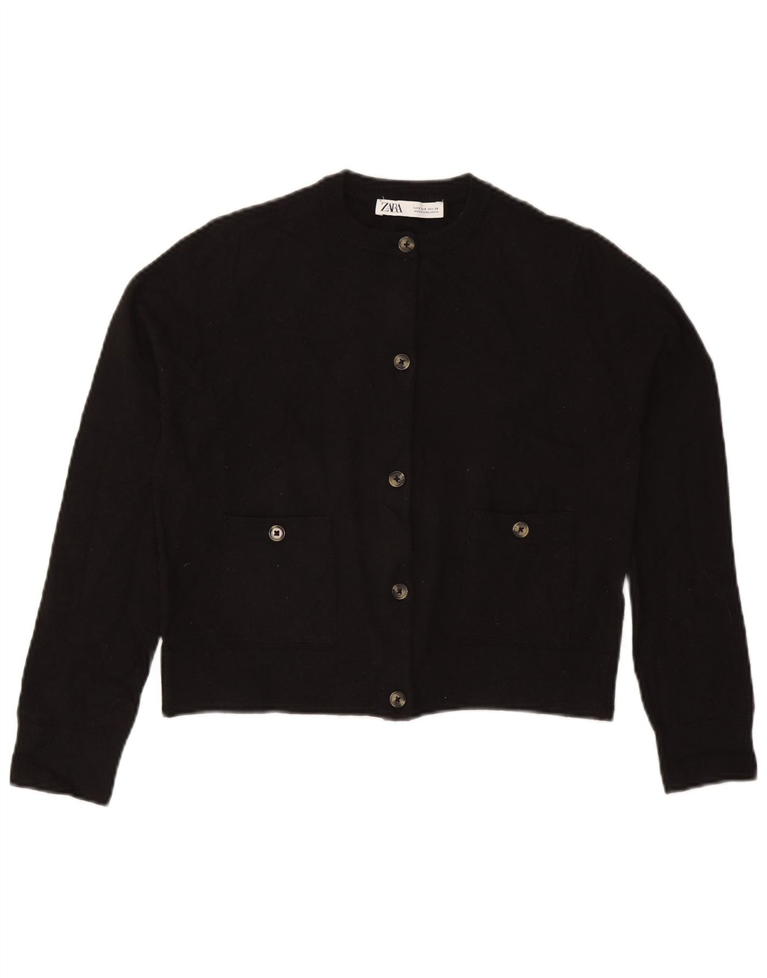 Zara Mujer Crop Cardigan Suéter UK 10 Small Negro