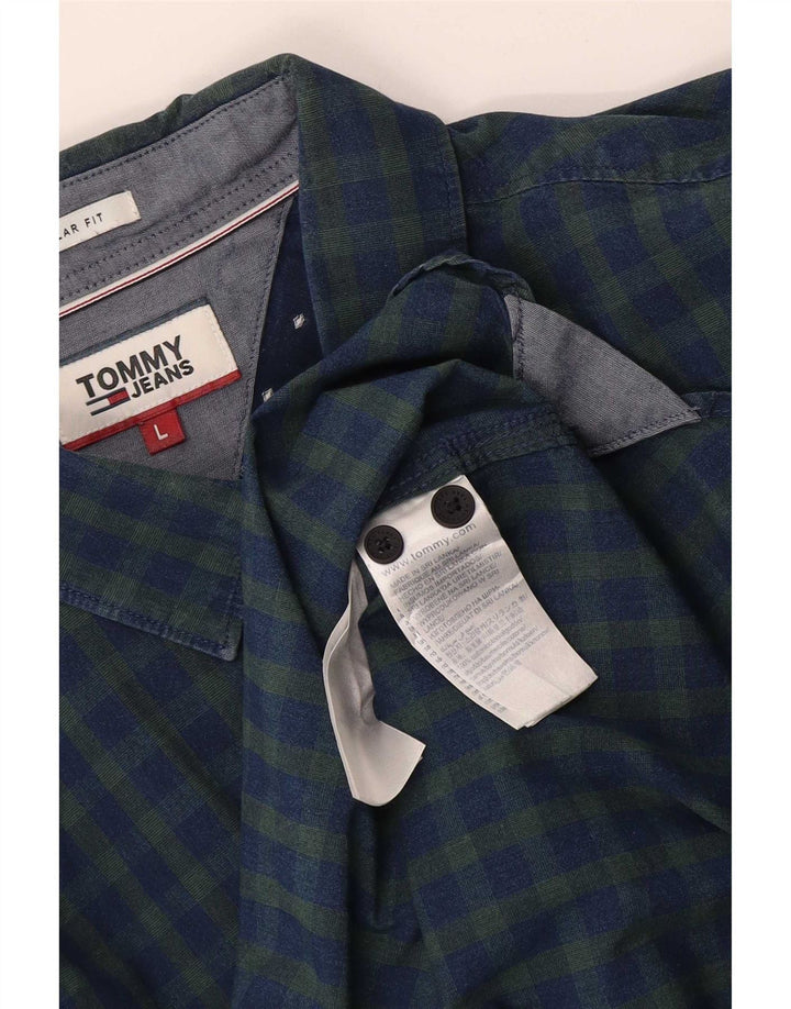 Camisa Tommy Hilfiger de corte regular para hombre de algodón a cuadros azul grande