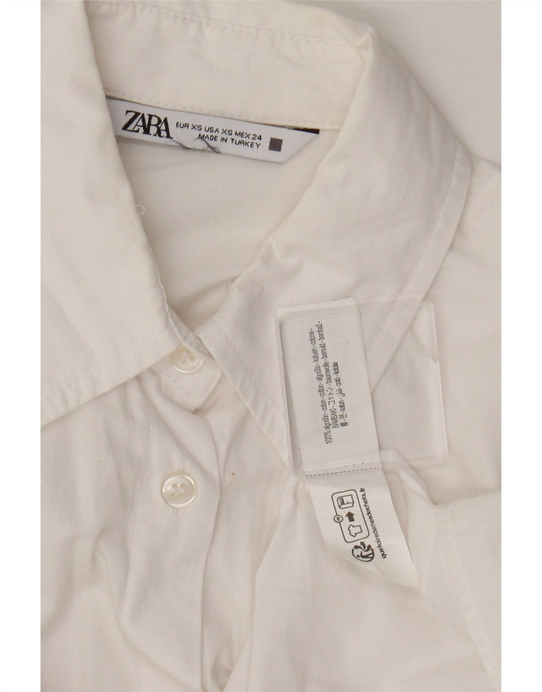 Zara Mujer Camisa Extragrande UK 6 XS Algodón Blanco