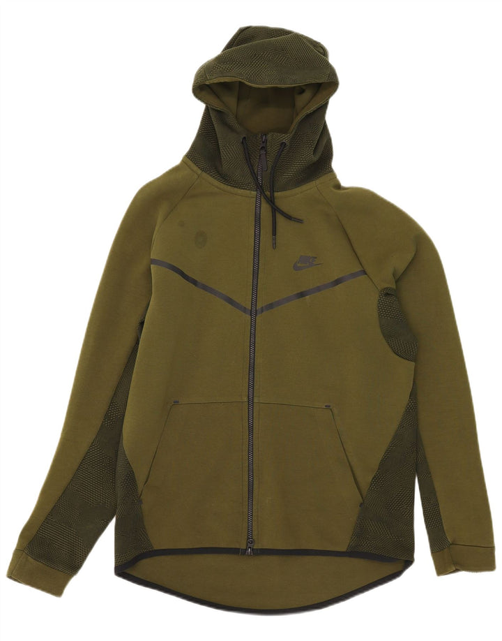 Nike - Sudadera con capucha y cremallera para hombre, color caqui, algodón de camuflaje