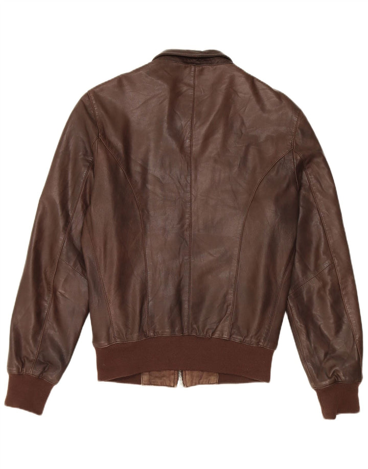 Chaqueta de cuero vintage para mujer IT 48 XL Marrón
