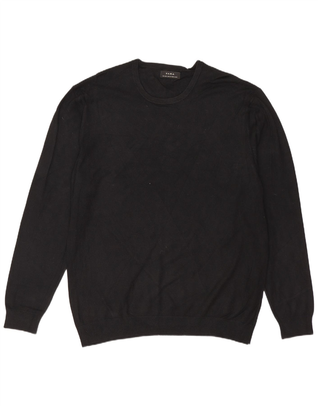 ZARA Jersey de cuello redondo para mujer, talla 40, talla grande, color negro