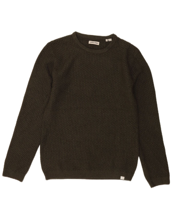 Jack & Jones Mens Crew Neck Jumper Sweater Pequeño Caqui Acrílico