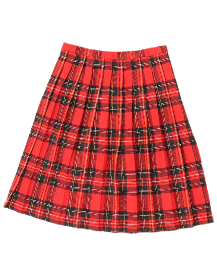 Vintage mujer cuchillo falda plisada W26 pequeño cheque rojo