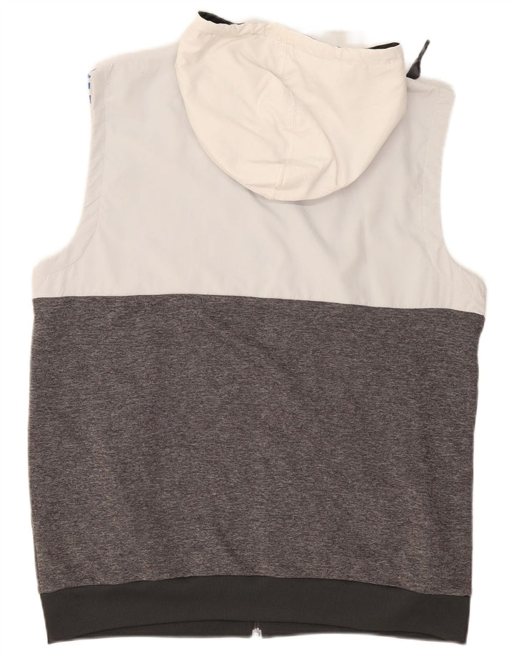 ADIDAS Suéter con capucha sin mangas y cremallera para hombre Poliéster con bloques de color gris grande