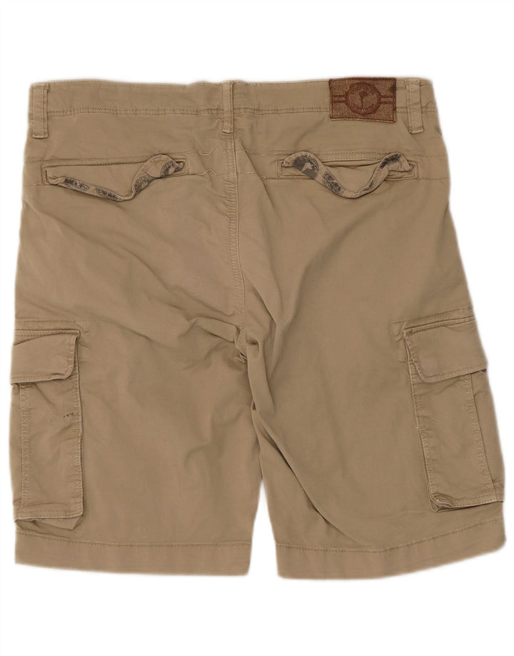 Vintage hombres cargo pantalones cortos W33 algodón beige medio