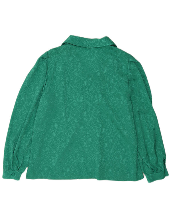 Vintage mujer camisa blusa Reino Unido 18 XL verde floral