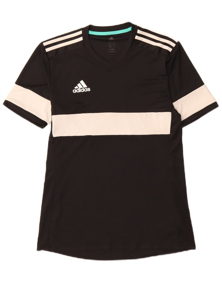 Adidas Hombre Climalite Camiseta Top Pequeño Negro Colorblock Poliéster