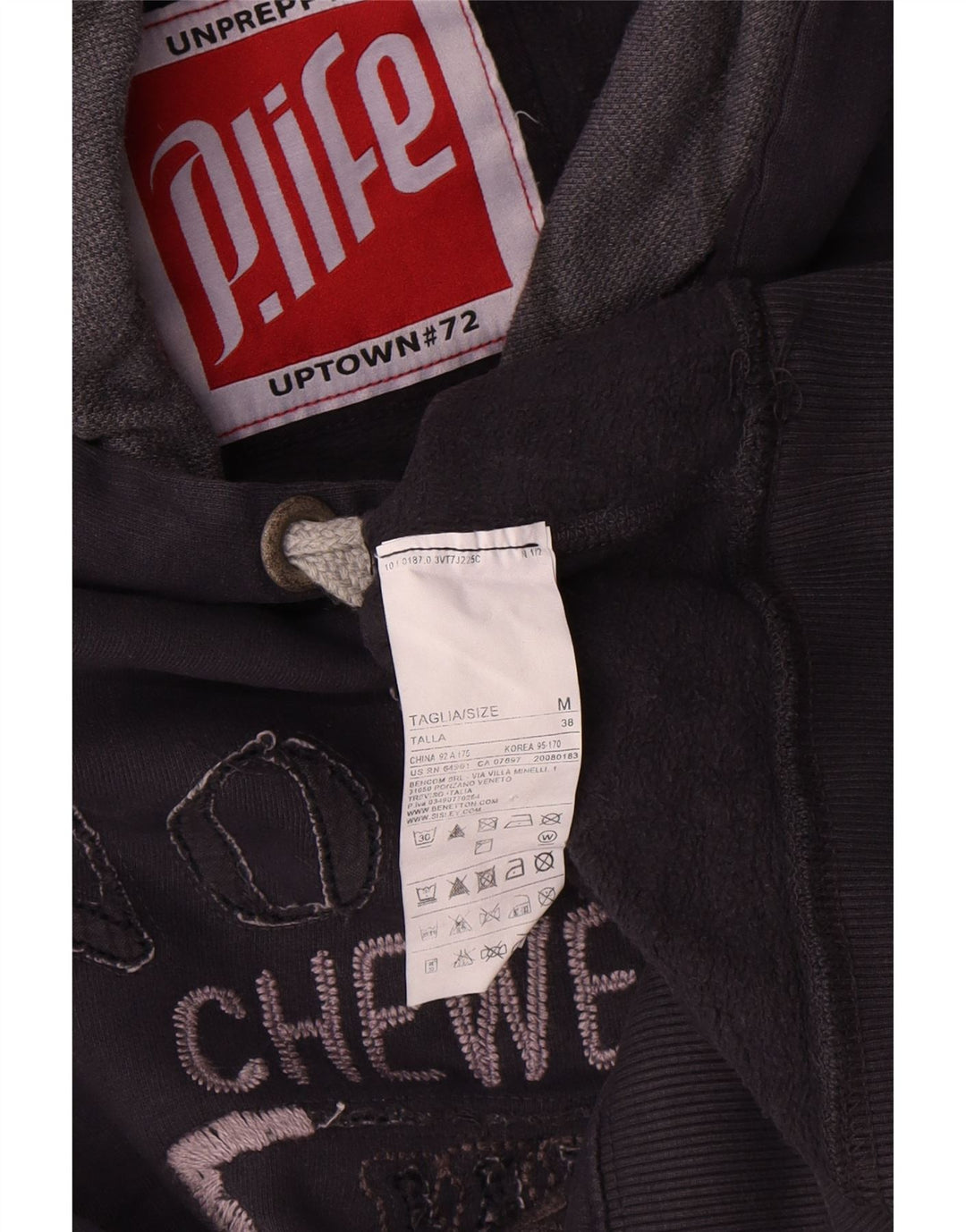 Playlife Hombre Sudadera Con Capucha Gráfica Jersey Medio Azul Marino Algodón