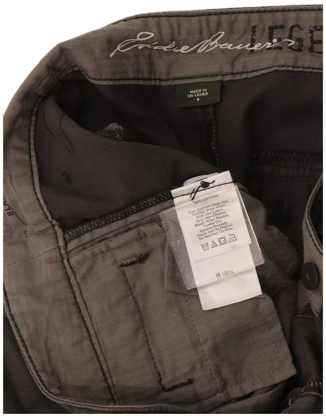 Eddie Bauer Pantalones cortos chinos para mujer US 8 Mediano W30 Algodón gris