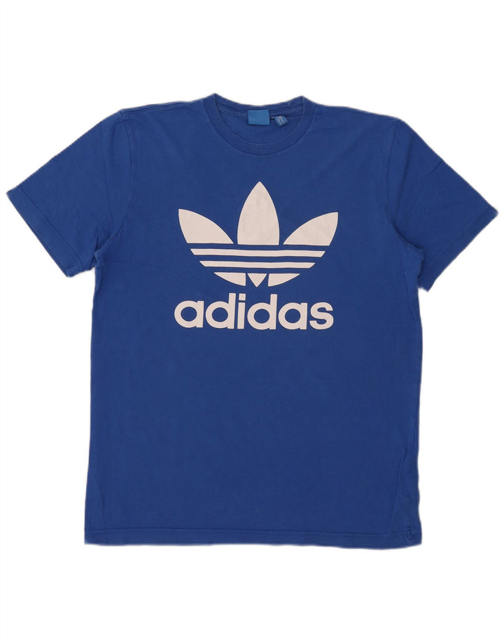 Adidas Hombre Camiseta Gráfica Top Algodón Azul Medio