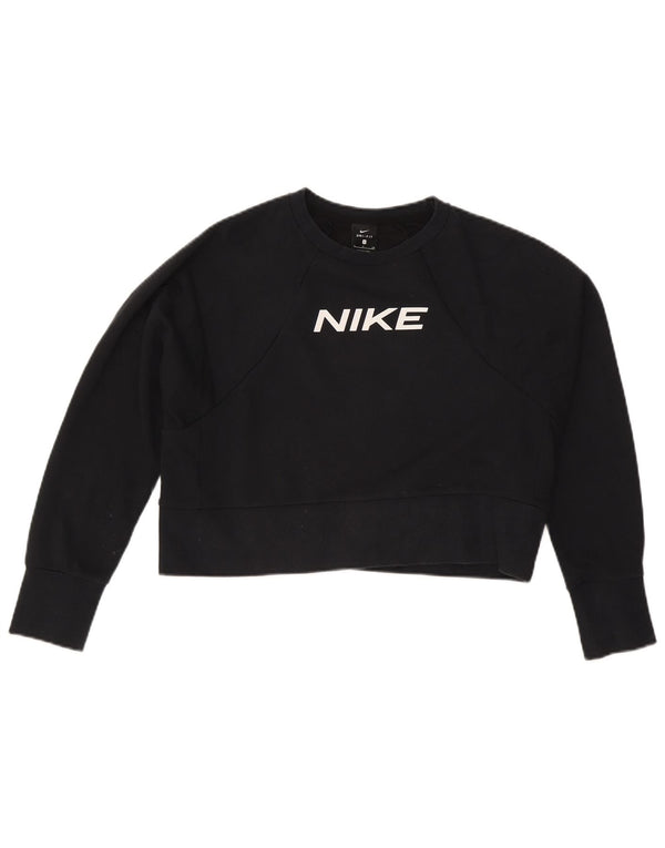 Nike - Sudadera extragrande con gráfico corto para mujer, talla 10, color negro