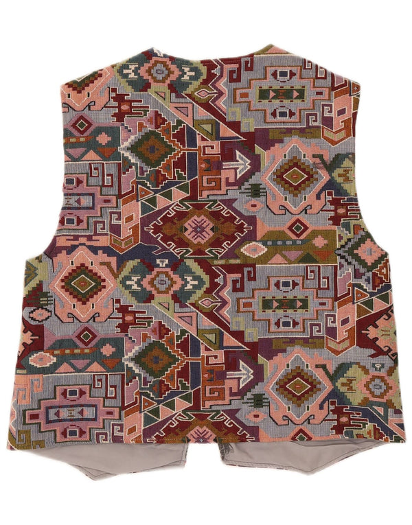 Vintage Mens Reversible Waistcoat UK 38 Medium Multicoloured Geometric
