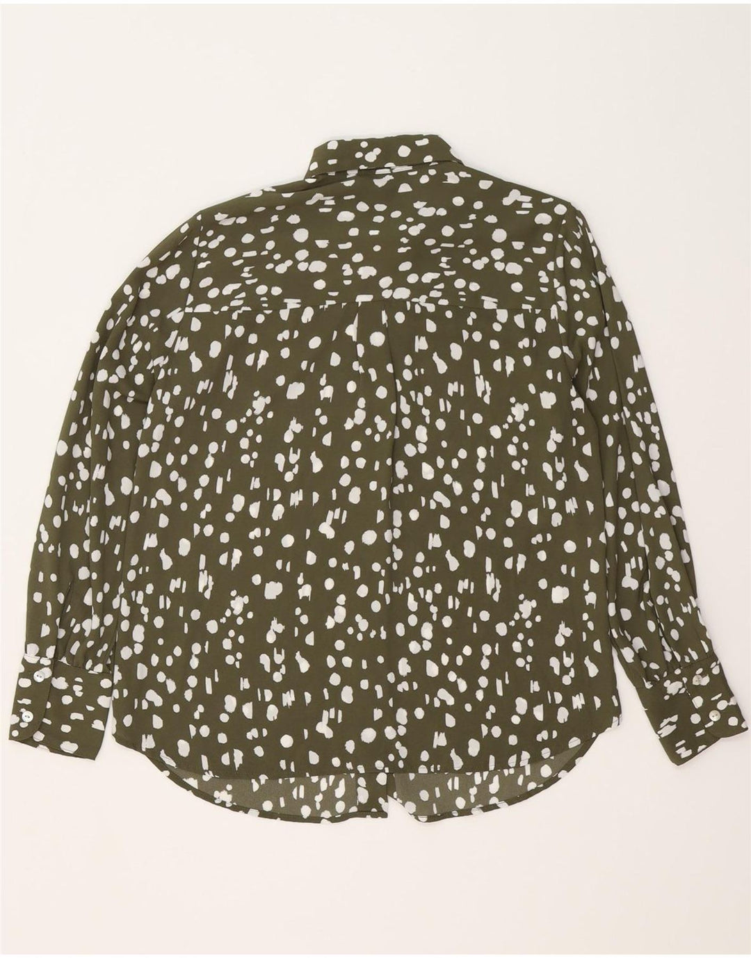 Marks & Spencer Camisa extragrande para mujer UK 10 Small Caqui Poliéster moteado