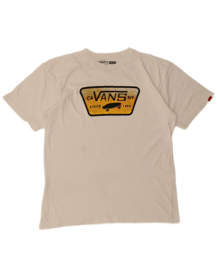 Vans - Camiseta gráfica para hombre, talla grande, algodón blanco