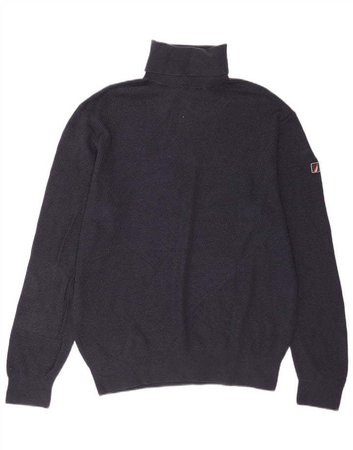 Nautica Jersey con cuello vuelto para hombre, talla grande, algodón azul marino
