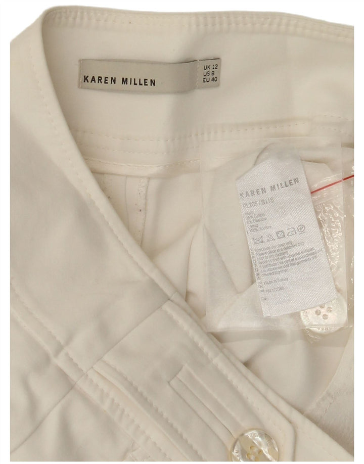 KAREN MILLEN Pantalones cortos rectos para mujer UK 12 Medium W30 L24 Blanco