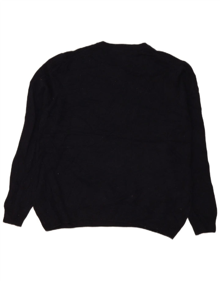 Marks & Spencer - Jersey de cuello redondo para hombre, talla 2XL, lana de cordero azul marino