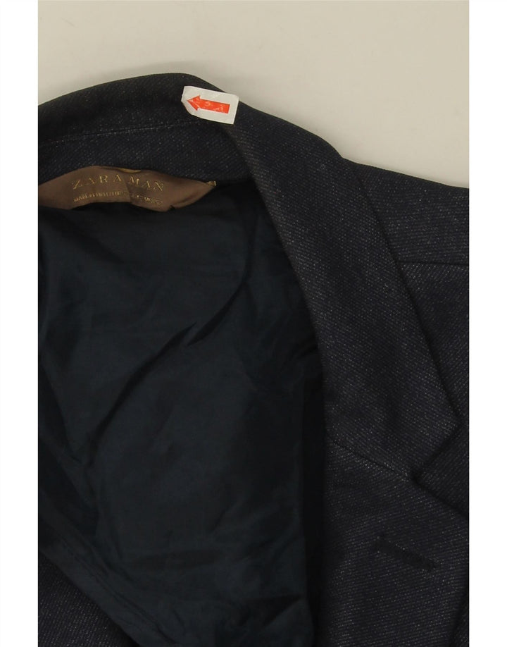Zara Chaqueta tipo blazer de 2 botones para hombre EU 52 Grande Poliéster azul marino