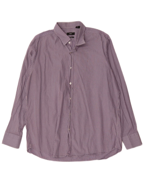 Camisa de corte regular para hombre Hugo Boss Talla 17 1/2 XL Rayas moradas