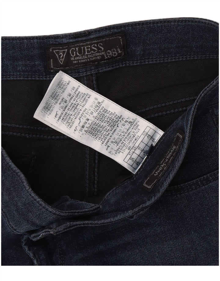 Guess Mujer Beverly Vaqueros Pitillo Desgastados W29 L27 Poliéster Azul