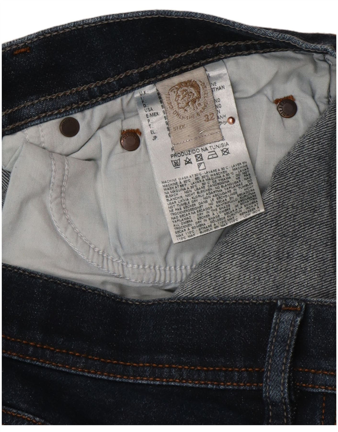 DIESEL Vaqueros pitillo para hombre W32 L32 Azul marino Algodón