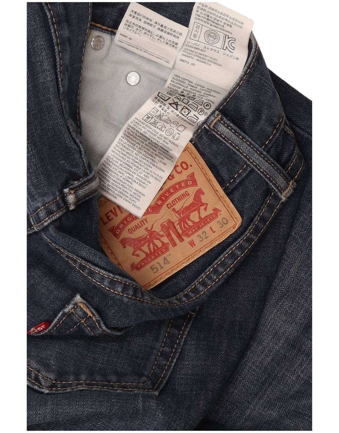 Levi's Hombre 514 Vaqueros Rectos W32 L30 Algodón Azul Marino