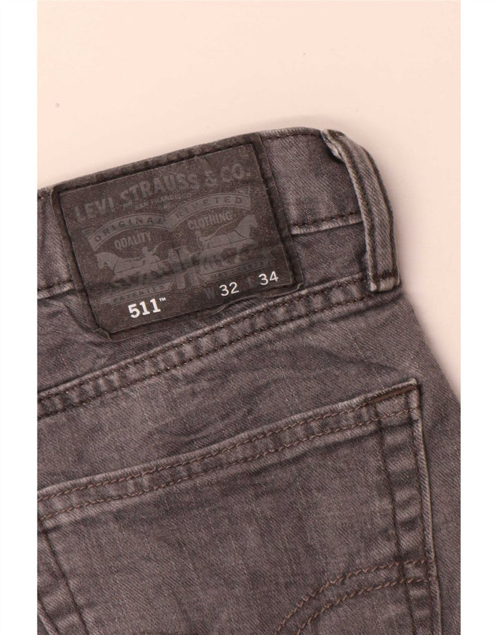 Levi's Hombre 511 Slim Jeans W32 L32 Algodón Gris