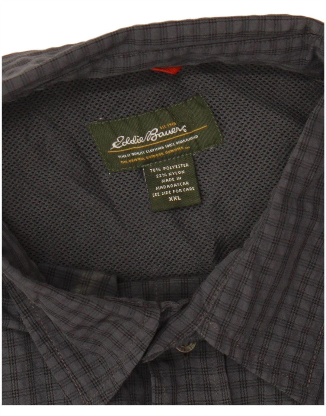 EDDIE BAUER Camisa de manga corta para hombre 2XL Gris Cuadros Poliéster