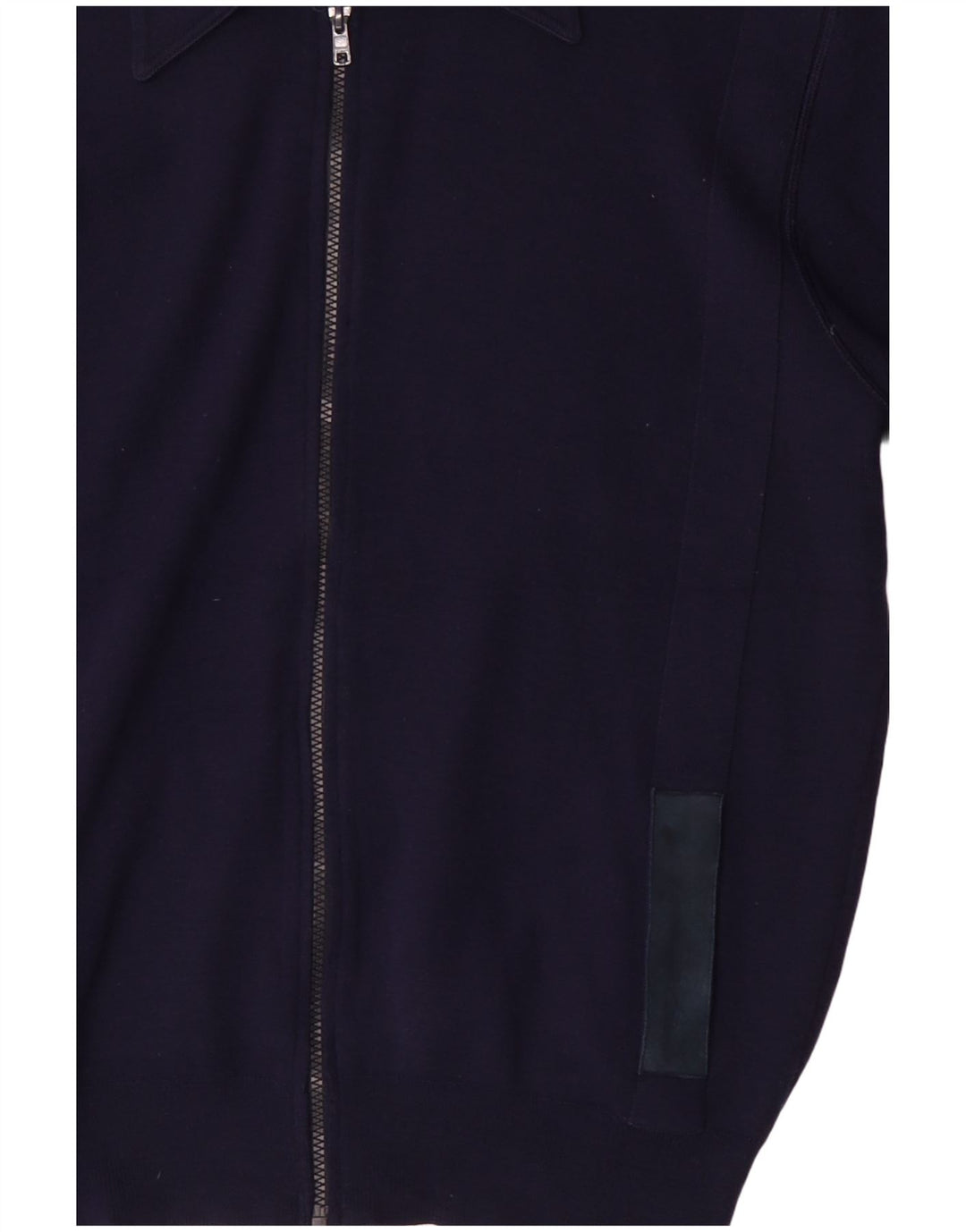 Vintage hombres Cardigan suéter medio azul marino lana