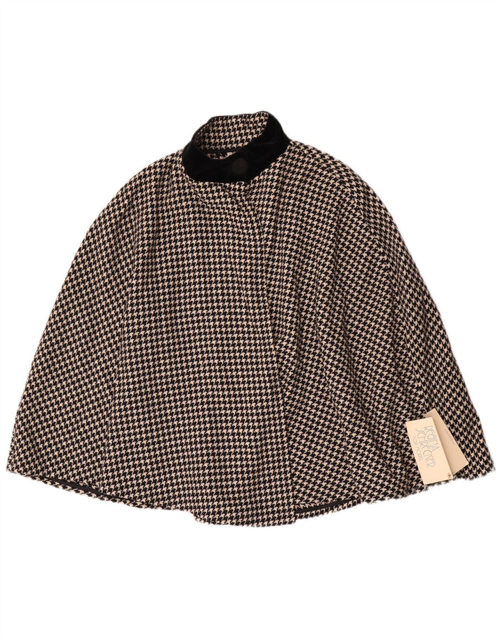Regina Schrecker Poncho para mujer IT 42 Lana de pata de gallo negra mediana