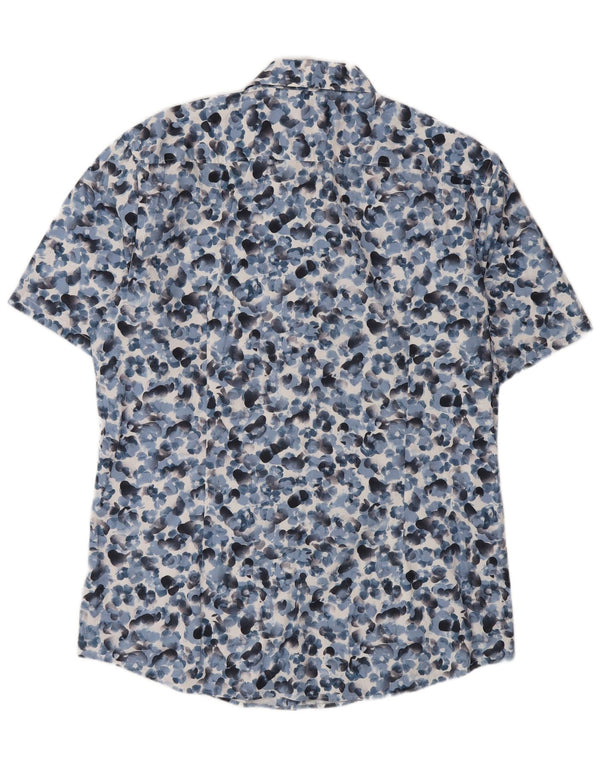 Hugo Boss Camisa elástica de manga corta para hombre Talla 43 17 XL Azul Floral