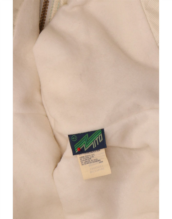 Vintage mujer chaqueta de esquí con capucha EU 42 poliéster colorblock azul grande