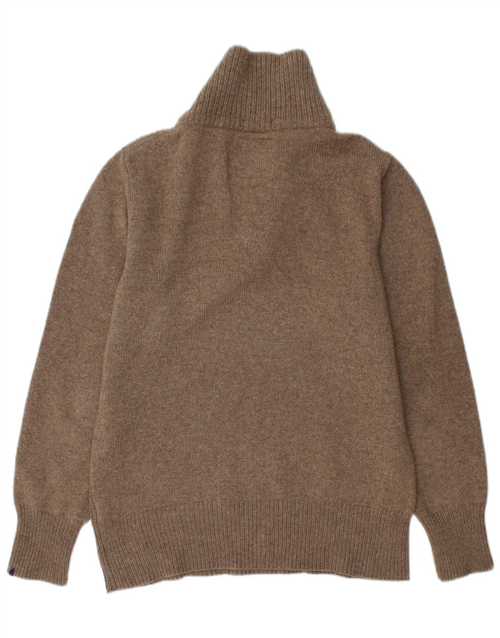 SUN68 Suéter tipo jersey con cuello chal para hombre de lana marrón grande