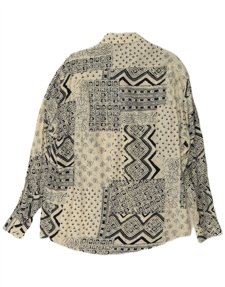 Ferrone Camisa Grande De Viscosa Patchwork Blanco Roto Hombre
