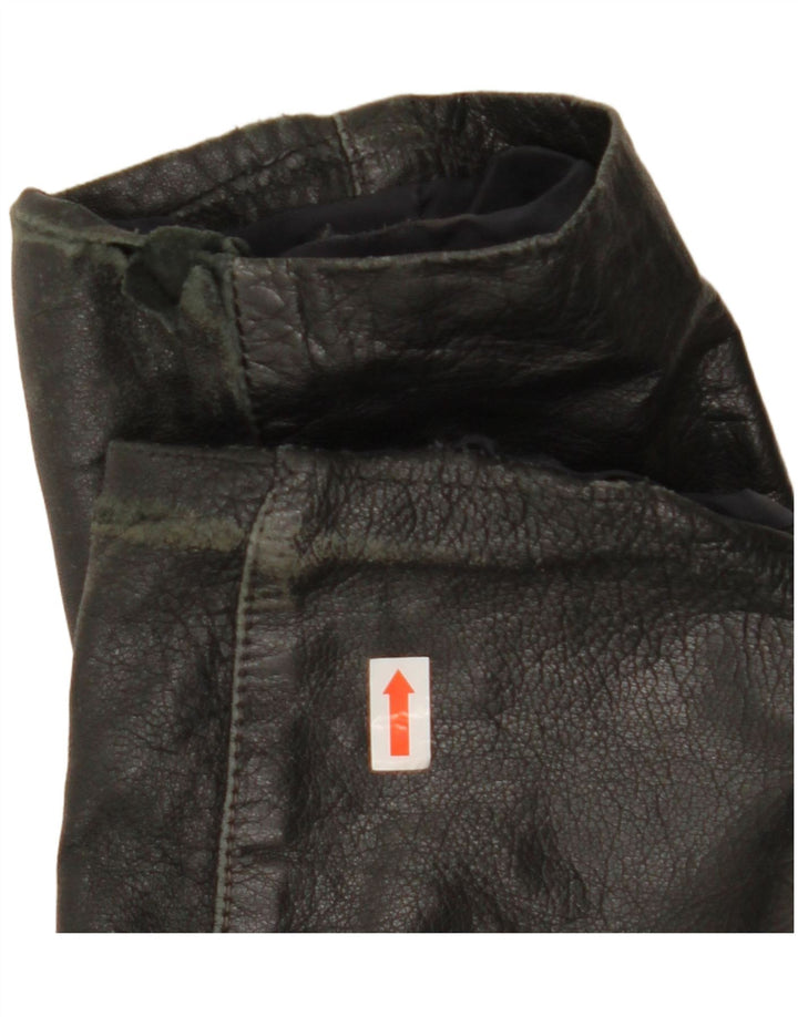 Vintage mujer crop chaqueta de cuero IT 44 Medio Negro