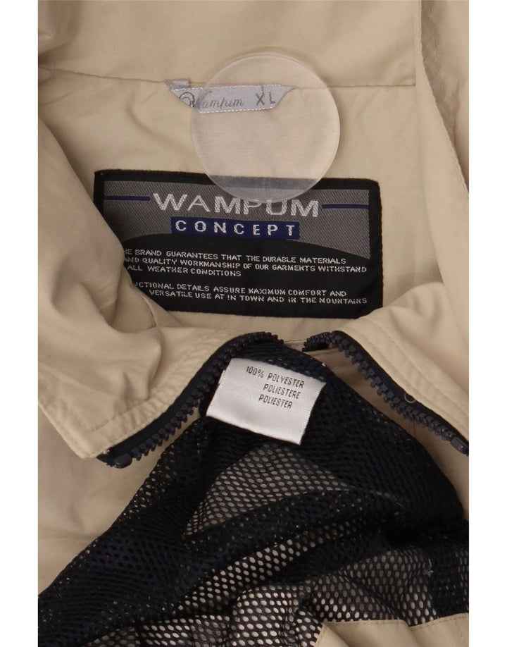WAMPUM Chaqueta impermeable con capucha para hombre UK 42 XL Beige Poliéster