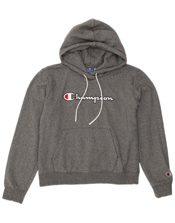Champion Sudadera con capucha gráfica para mujer Reino Unido 12 Gris medio moteado