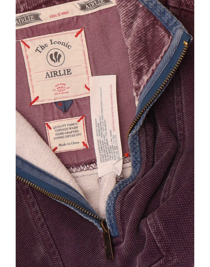 Sudadera con capucha y cuello con cremallera para hombre Fat Face Jersey de algodón morado medio