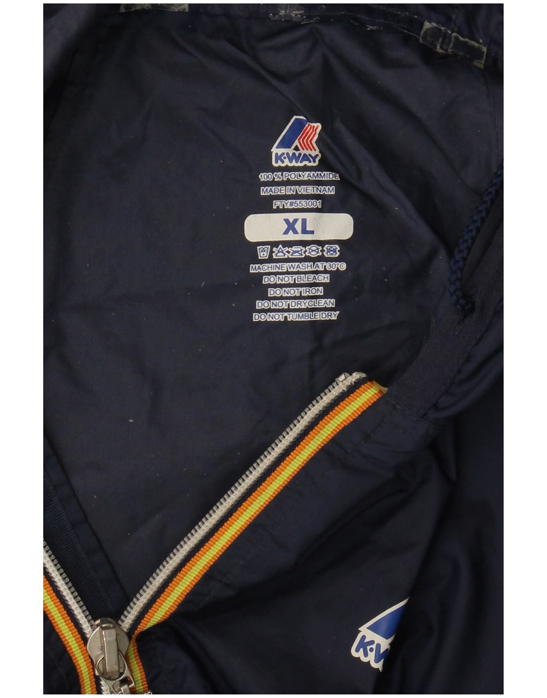 K-Way Chaqueta impermeable con capucha para hombre UK 42 XL Azul marino Poliamida