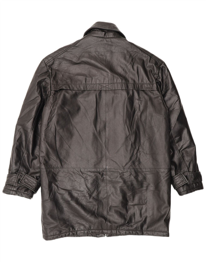 Abrigo de cuero vintage para hombre IT 48 Cuero negro medio